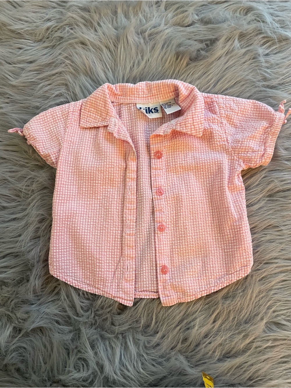 ⚾️Kiks Pink Gingham Short Sleeve Button-Up Top
